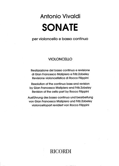 A. Vivaldi: Sonate per Violoncello e B.C., VcKlav (KlavpaSt)