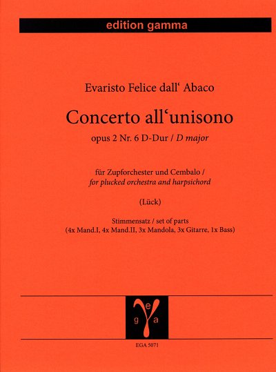 E.F. Dall'Abaco: Concerto all unisono D-D, Zupforch (Stsatz)