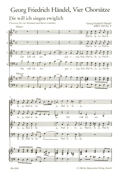 G.F. Handel: Vier Chorsätze