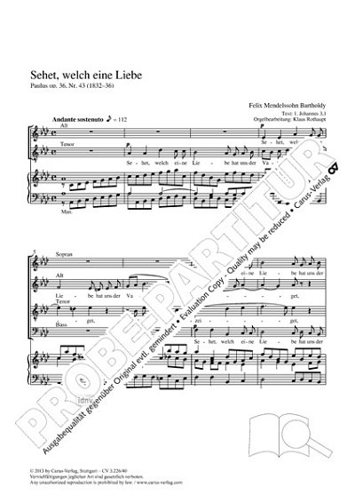 DL: F. Mendelssohn Barth: Sehet, welch eine Lieb, GchOrg (Pa