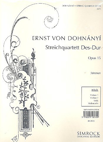 Dohnányi, Ernö von: Streichquartett Nr. 2 Des-Dur op. 15