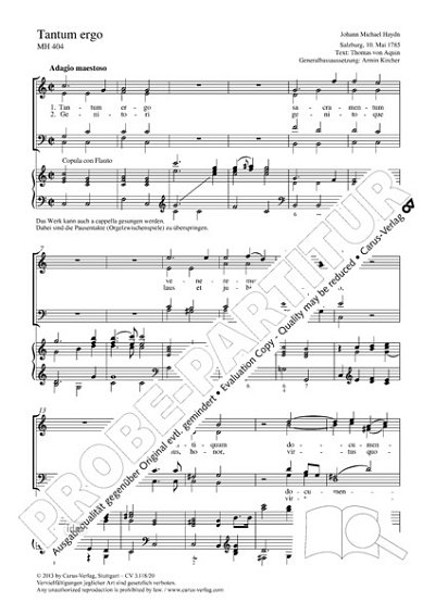 M. Haydn m fl.: Tantum ergo C-Dur MH 404 (1785)