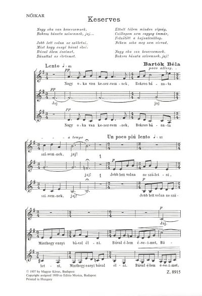 B. Bartók: Keserves