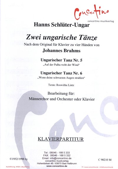 J. Brahms: 2 Ungarische Taenze - Mch Klav