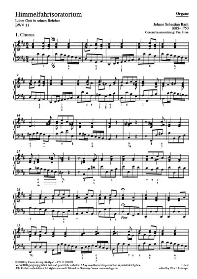 J.S. Bach: Himmelfahrtsoratorium BWV 11, 4GesGchOrch (Org)