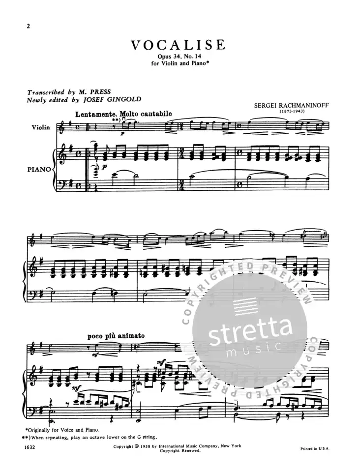 S. Rachmaninow: Vocalise op. 34/14, VlKlav (1)