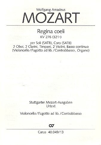 W.A. Mozart: Regina coeli in C C-Dur KV 276 (321d) (1779)