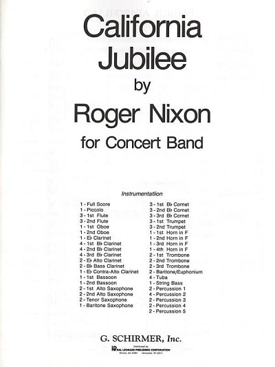 California Jubilee Band Score, Blaso (Part.)
