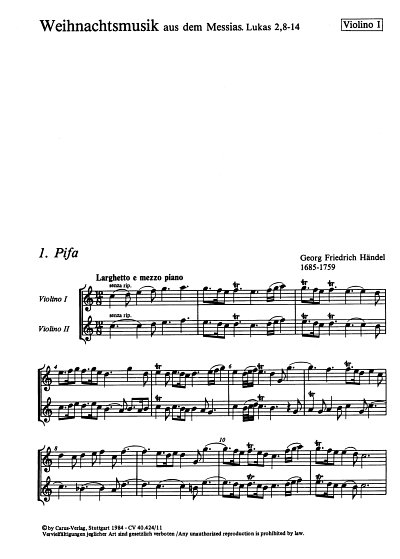 G.F. Händel: Weihnachtsmusik C-Dur