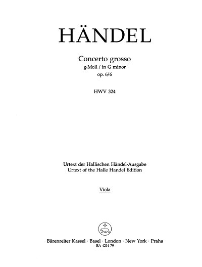 G.F. Händel: Concerto grosso g-Moll op. 6/6 HWV 324, Va