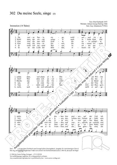 DL: K. Johannsen: Du, meine Seele, singe B-Dur (1, ChOrg (Pa