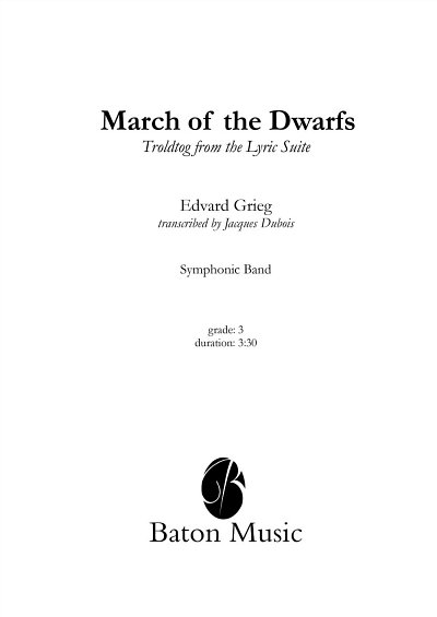 E. Grieg: March of the Dwarfs - Troldtog from Lyric  (Pa+St)