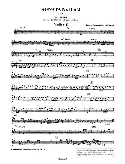 J. Rosenmüller: Sonata no. 2 en ré mineur