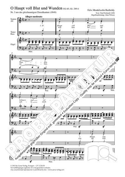 F. Mendelssohn Bartholdy y otros.: O Haupt voll Blut und Wunden c-Moll (1840)
