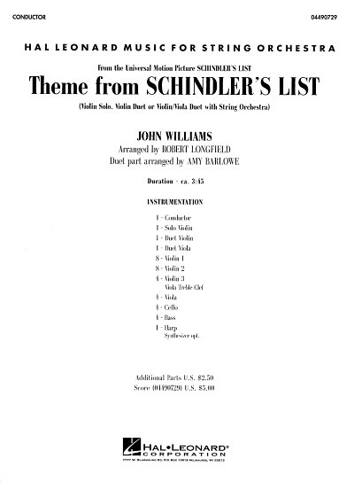 J. Williams: Theme From Schindler's List, Stro (Part.)