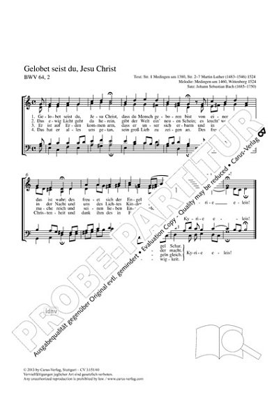 DL: J.S. Bach: Gelobet seist du, Jesu Christ BWV 6, GCh4 (Pa