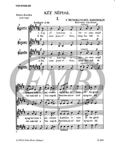 F. Mendelssohn Barth: Two Folksongs, GCh4 (Chpa)