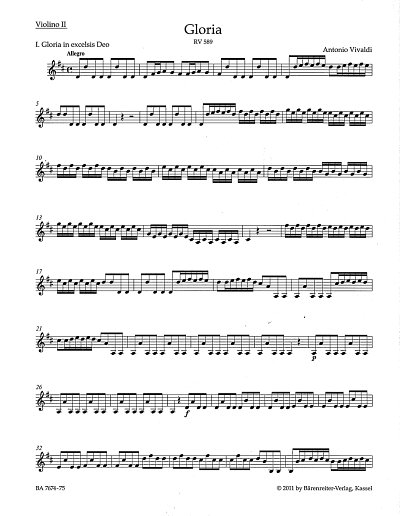 A. Vivaldi: Gloria RV 589, 3GesGchOrBc (Vl2)