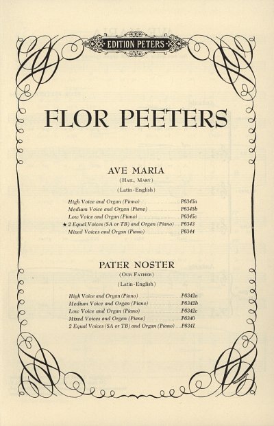 F. Peeters: Ave Maria op. 104 d, 2GesOrg (Part.)