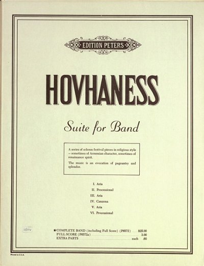 A. Hovhaness: Suite for Band op. 15