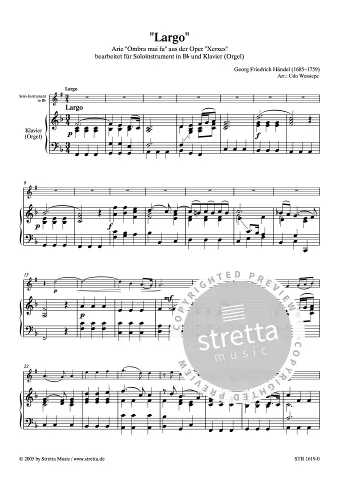 DL: G.F. Haendel: Largo, B-Instrument, Klavier (0)