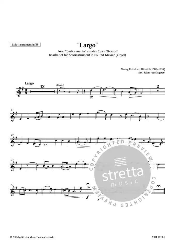 DL: G.F. Haendel: Largo, B-Instrument, Klavier (1)