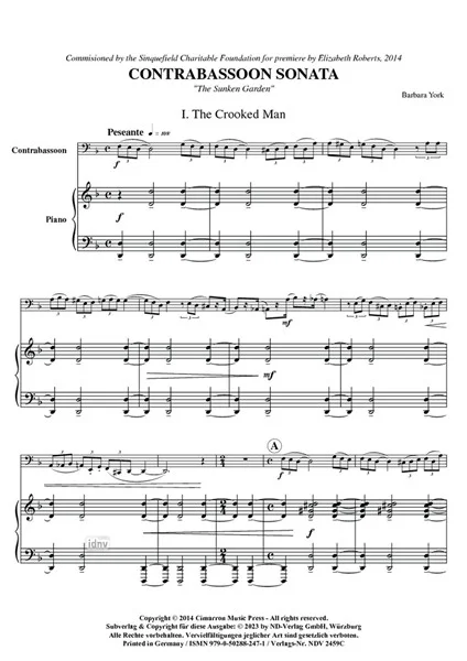 B. York: Kontrafagott Sonate, KfgKlav (KlavpaSt) (1)