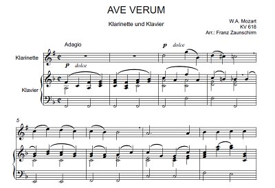 DL: W.A. Mozart: Ave verum corpus, KlarKlv (Par2St)