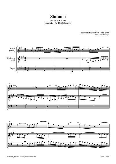 DL: J.S. Bach: Sinfonia 10 G-Dur, BWV 796 / bearbeitet fuer 