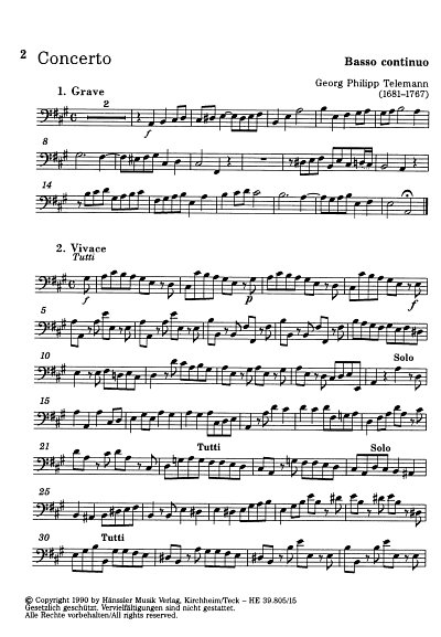 G.P. Telemann: Konzert in A fuer Violine und Streicher TWV 5