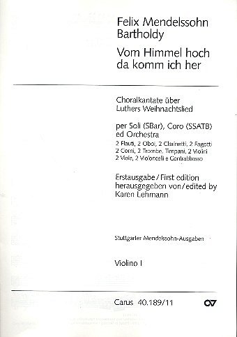 F. Mendelssohn Barth: Vom Himmel hoch, 2GsGchOrch (Vl1)