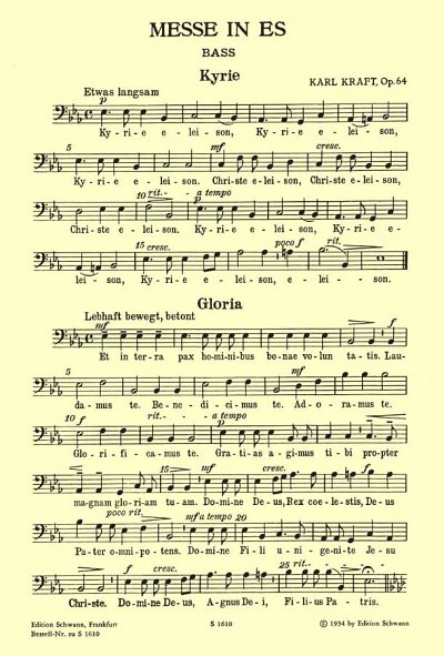 K. Kraft: Messe Es-Dur op. 64, GCh4 (Bass)