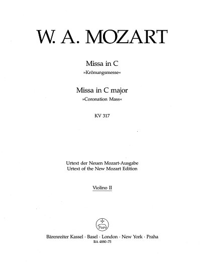 W.A. Mozart: Missa C-Dur KV 317, 4GesGchOrchO (Vl2)