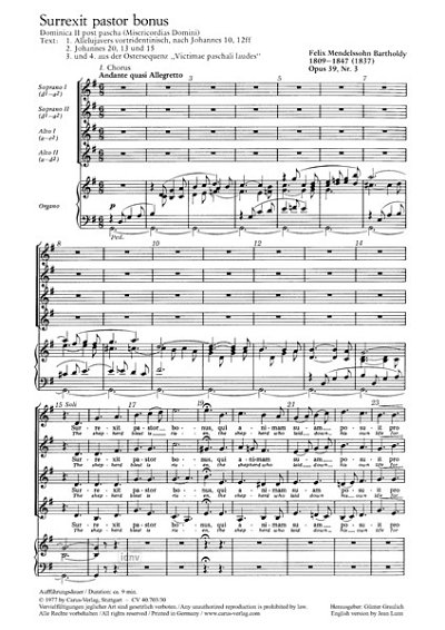 F. Mendelssohn Bartholdy: Surrexit pastor bonus G-Dur MWV B 23 (1830)
