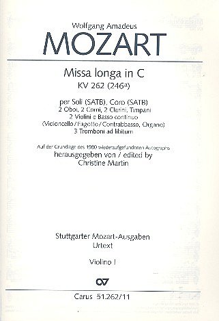 W.A. Mozart: Missa longa in C KV 262, GesGchOrchOr (Vl1)