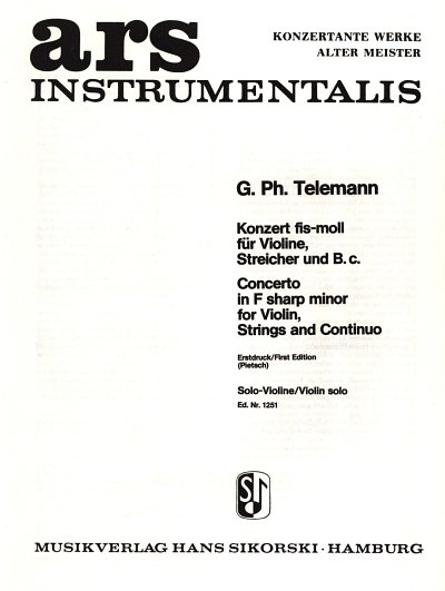 G.P. Telemann: Konzert Fis-Moll - Vl Str Bc