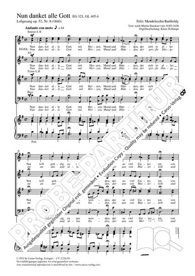 DL: F. Mendelssohn Barth: Nun danket alle Gott G-D, Gch6 (Pa