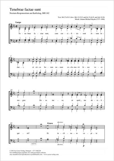 DL: M. Haydn: Tenebrae factae sunt Es-Dur MH 162 (, GCh4 (Pa
