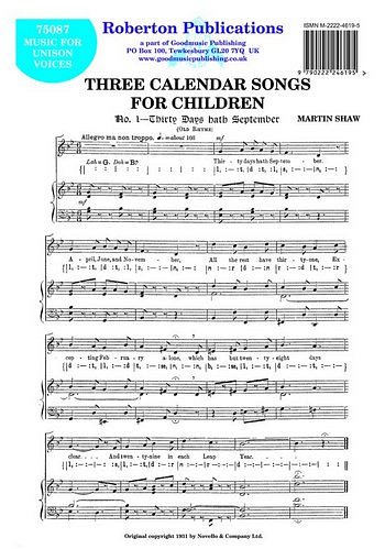 Three Calendar Songs For Children (Chpa)