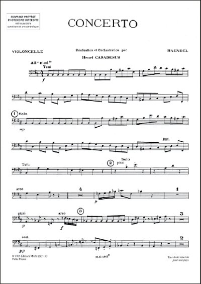 G.F. Händel: Concerto Pour Alto Parts Vcelle, VaOrch (Part.)