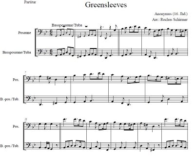 Anonymus: Greensleeves (Für Posaune+Tuba bzw. 2 Posaunen)