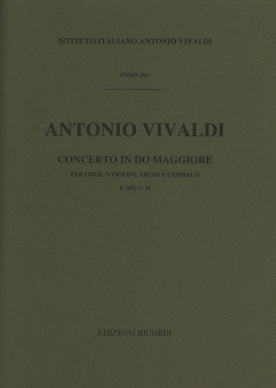 A. Vivaldi: Concerto Per Oboe, 2 Violini, Archi, BC, (Part.)