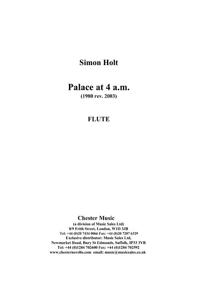 S. Holt: Palace At 4 a.m. (Parts)