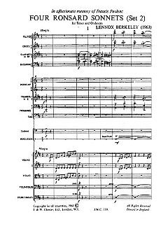 L. Berkeley: Four Ronsard Sonnets Op.62 (Miniature Score)