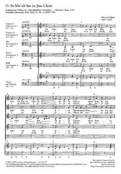 H. Schütz: So fahr ich hin zu Jesus Christ C-Dur SWV 379 (op. 11, 11) (1648)