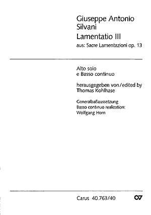 Silvani, Giuseppe Antonio: Lamentatio III op. 13; aus: Sacre