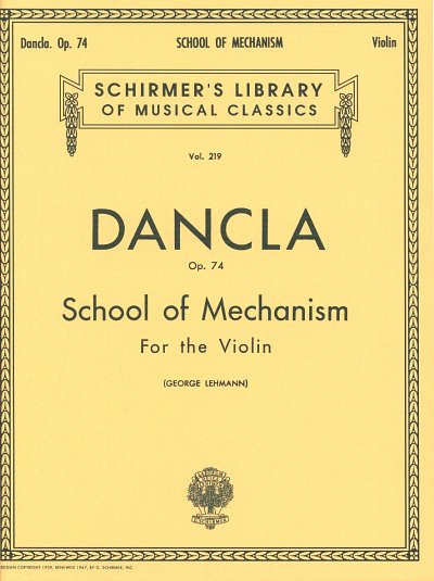 C. Dancla: School of Mechanism, Op. 74