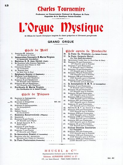 C. Tournemire: L'Orgue mystique Vol.13, Org