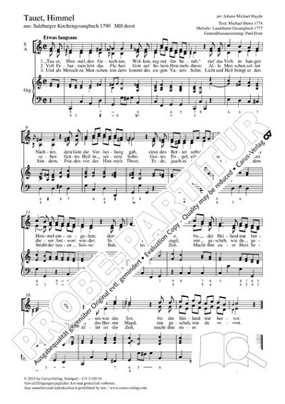 DL: M. Haydn: Tauet, Himmel C-Dur (Part.)