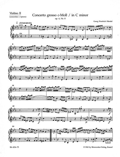 G.F. Händel: Concerto grosso in C minor op. 6/8 HWV 326